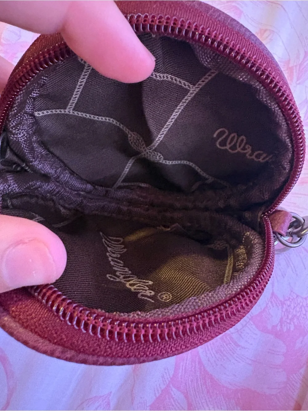 Round Floral Embossed Leather wranglet coin Bag - Plum ✨WILL ACCEPT OFFERS✨